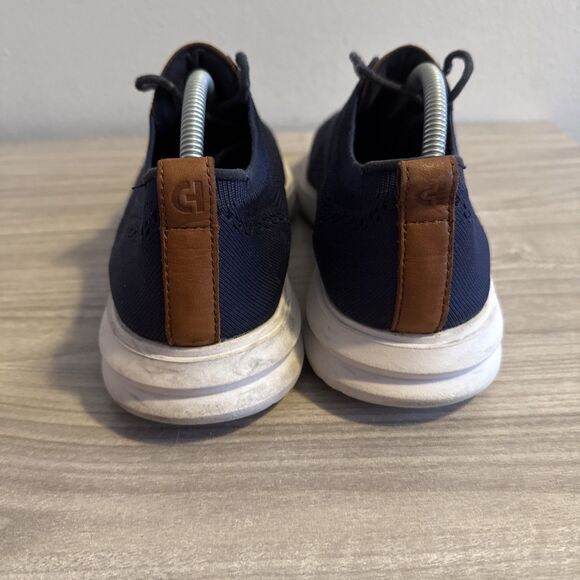 Cole Haan Grand Stretch Knit Wing Tip Oxford Shoes Navy Blue C37369 Sz 10 - Picture 7 of 11